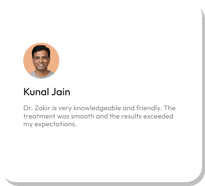 Positive testimonial about Dr. Zakir.
